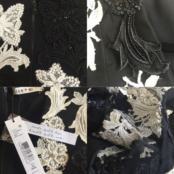 Alice&Olivia Black/cream Pamela tulle mini dress - Picture 7 of 8